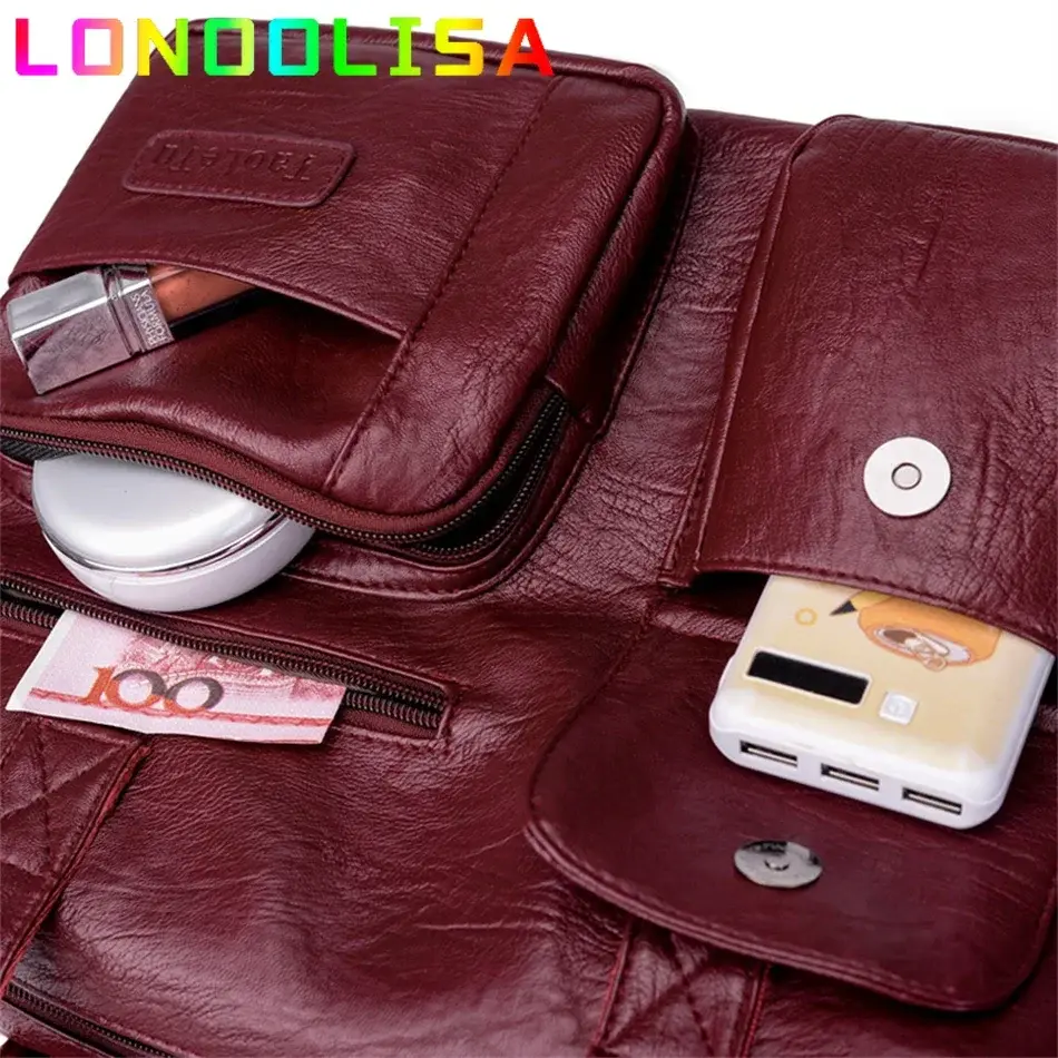 Thumbnail: Vintage Style Shoulder Bag for Women Leather Luxury Big Casual Tote Handbag