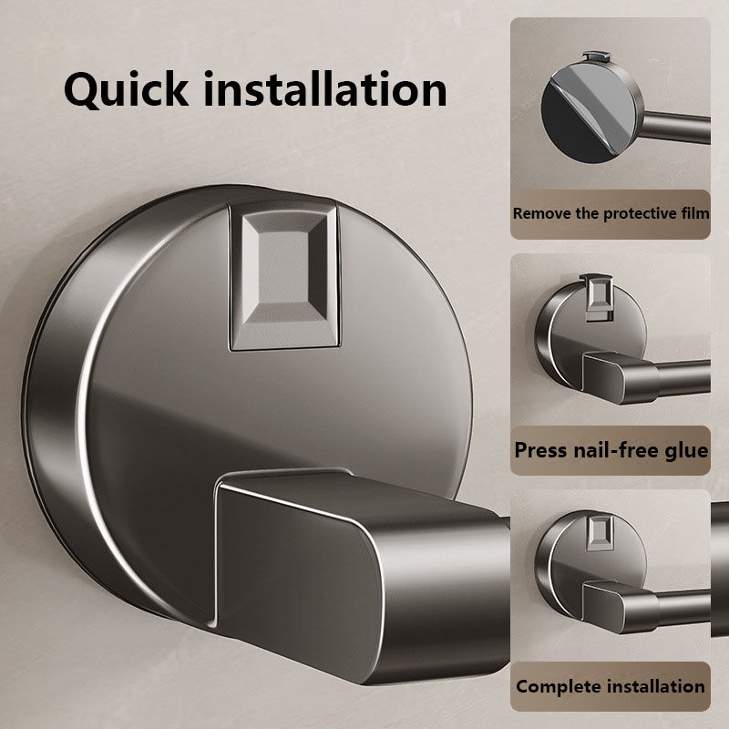 Thumbnail: Double Towel Bar – No-Drill Suction Cup Bathroom Rack in Gray Space Aluminum