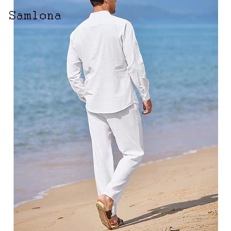 Thumbnail: Plus Size Men's Cotton Two‑Piece Vintage Casual Set