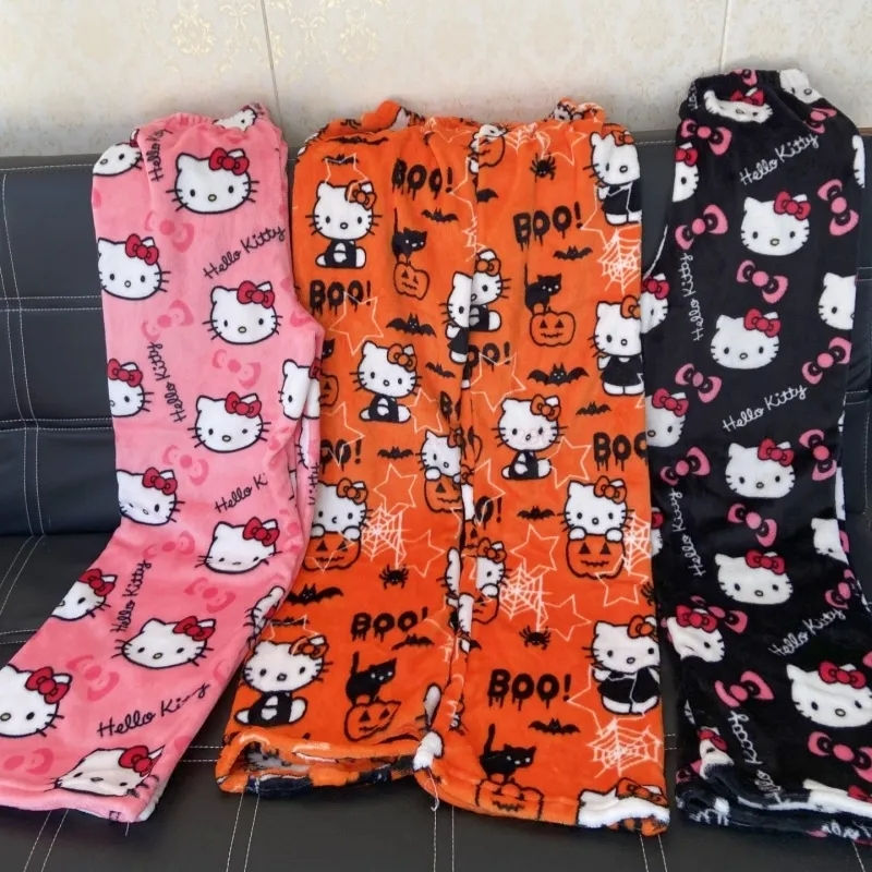 Thumbnail: Sanrio Hello Kitty Flannel Pajama Set – Kawaii Halloween Loungewear for Women