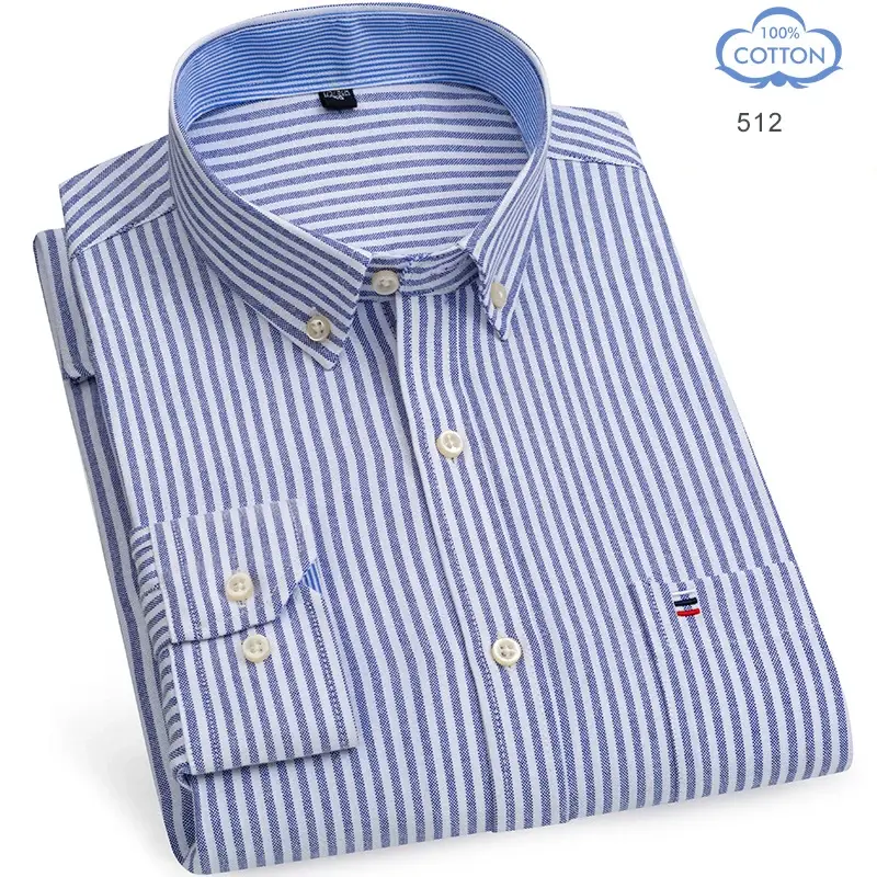 Thumbnail: Men’s Checkered Oxford Shirt – 100% Cotton, Long Sleeve, Smart Casual Business W