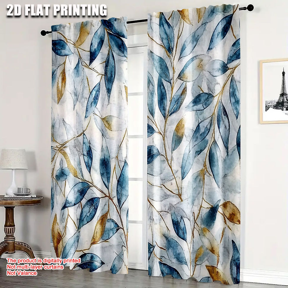 Thumbnail: 2pcs 2D Plane Printed Floral Curtains for French Windows