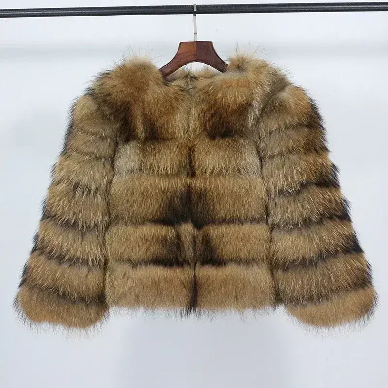 Thumbnail: Women’s Short Faux Fox Fur Coat with O‑Neck and Covered Button