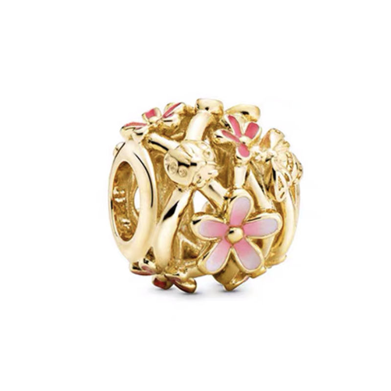 Thumbnail: Sparkling Gold Plated Charm Beads for Silver Bracelet Elegant Jewelry Accessory