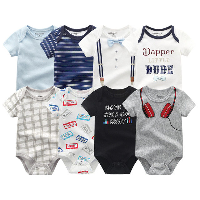 Thumbnail: 8pcs Newborn Baby Romper Set – Short Sleeve Cotton for All Seasons