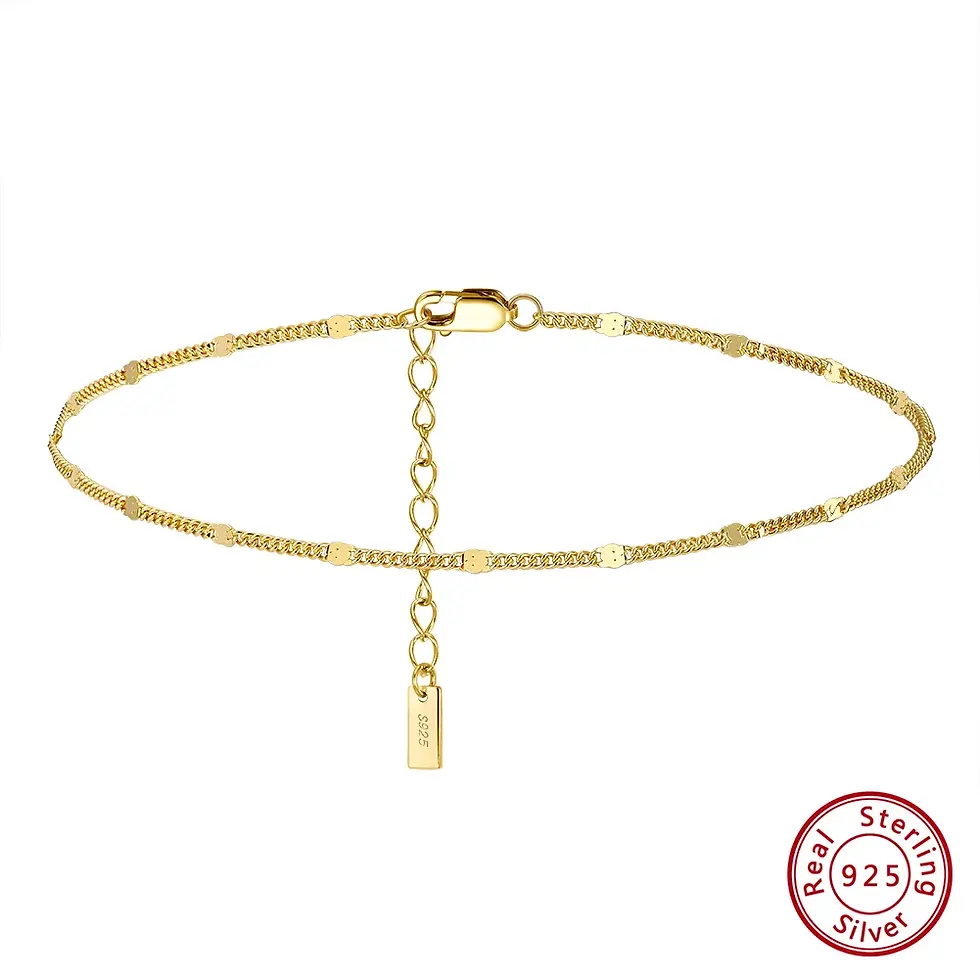 Thumbnail: Silver Italian 2mm Sparkle Mirror Chain Anklets for Women Gold Foot Ankle Strap