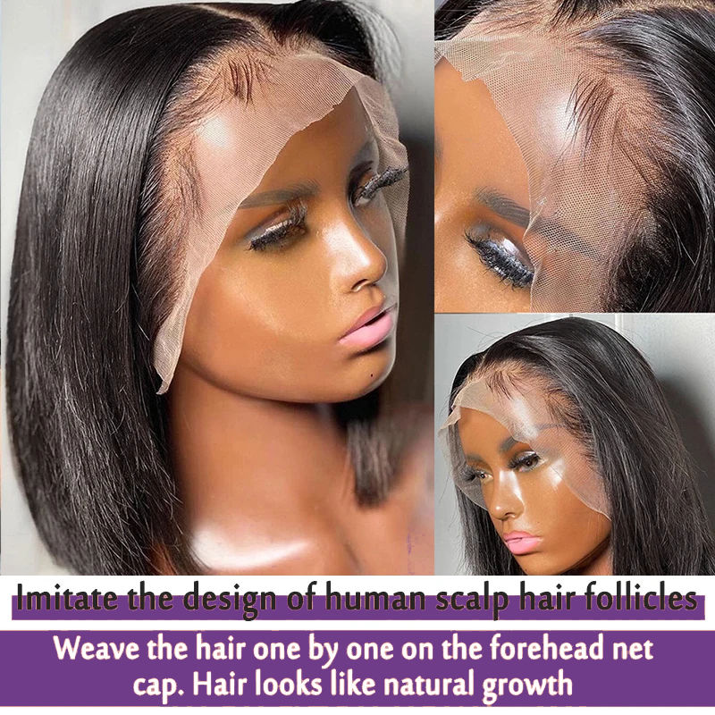 Thumbnail: Bone Straight Bob Wig – Peruvian Hair, 13x4/4x4 Transparent Swiss Lace Frontal