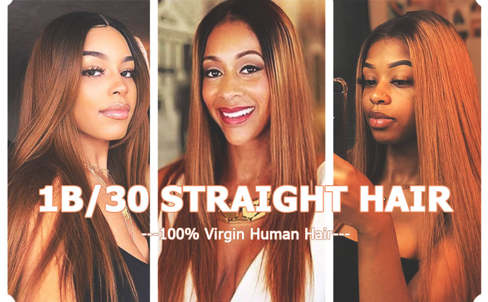 Thumbnail: 1B/30 Ombre Bone Straight Brazilian Hair Bundles – Remy Weave Extensions