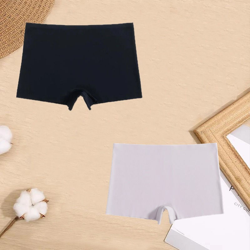 Thumbnail: 2 Pieces Silk Seamless Women Boxers Mid-Rise Underwear