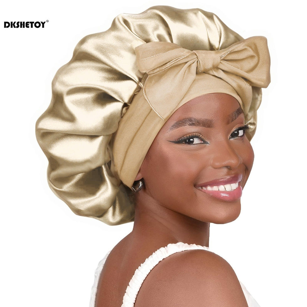 Thumbnail: Adjustable Soft Satin Bonnet – Silk Shower & Sleep Cap for Adults