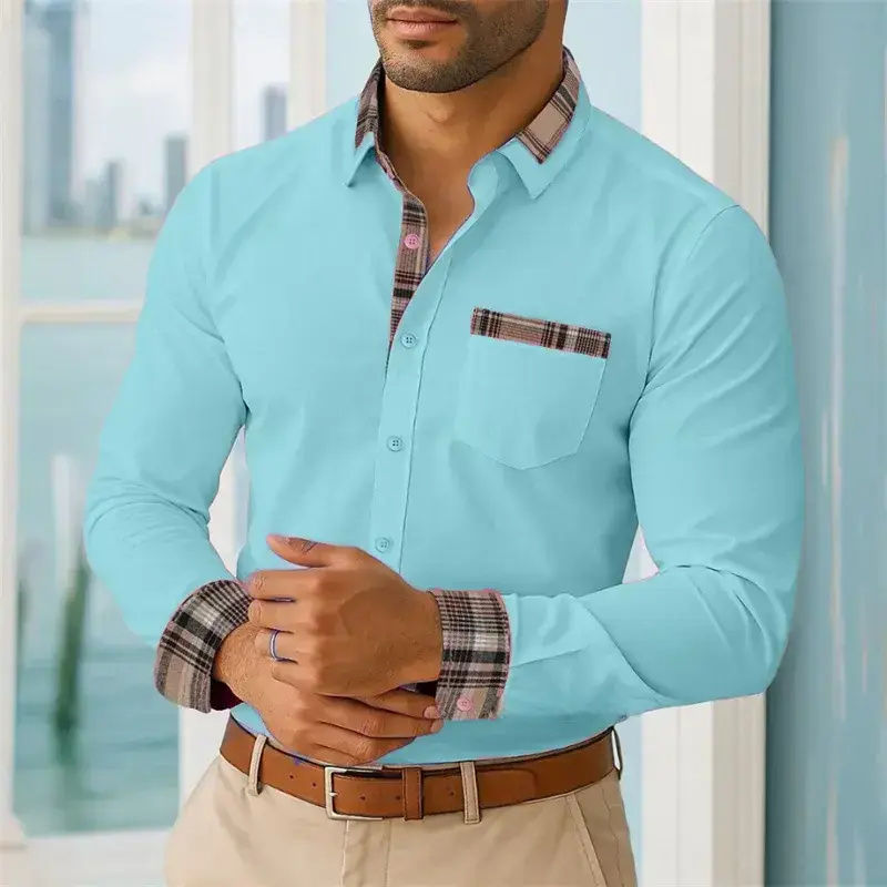 Thumbnail: Men's Printed Long Sleeve Shirt – Cotton & Bamboo Fiber Business Wear