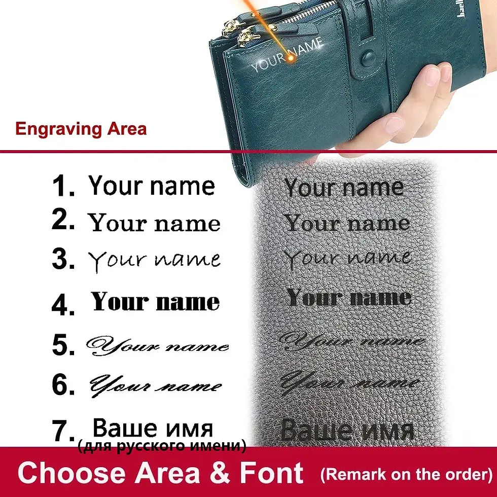 Thumbnail: Women’s Long PU Leather Wallet with Name Engraving and Card Holder