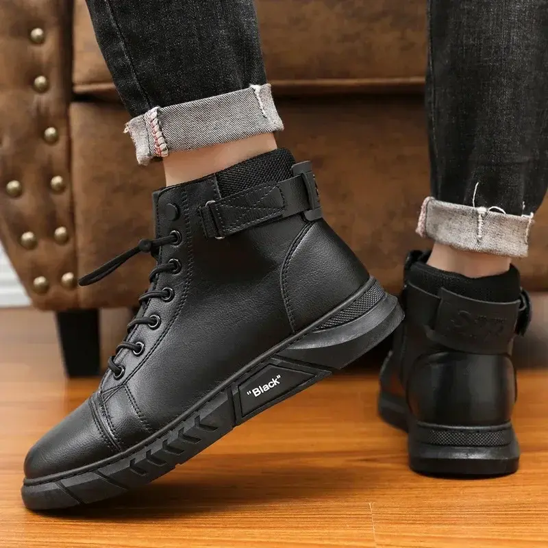 Thumbnail: Thick Sole British Style Safety Boots for Spring and Autumn with Warm Lining