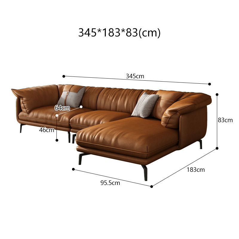 Thumbnail: Modern Genuine Leather 1+2+3 Seater Corner Sofa with Black Legs