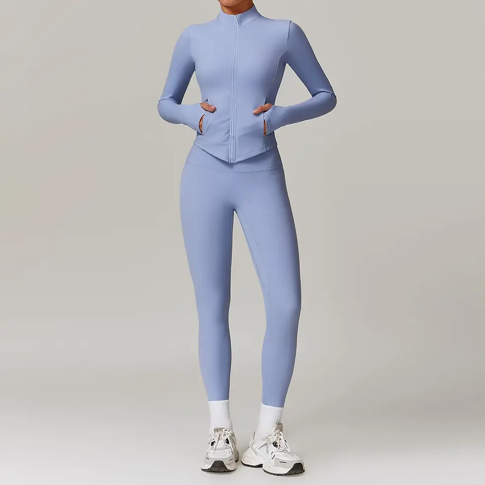 Thumbnail: Zipper Tracksuit Yoga Set – Slim Fit Workout Sportswear for Women