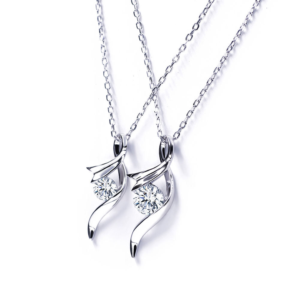 Women’s Sterling Silver White‑Gold Plated Diamond Pendant Necklace