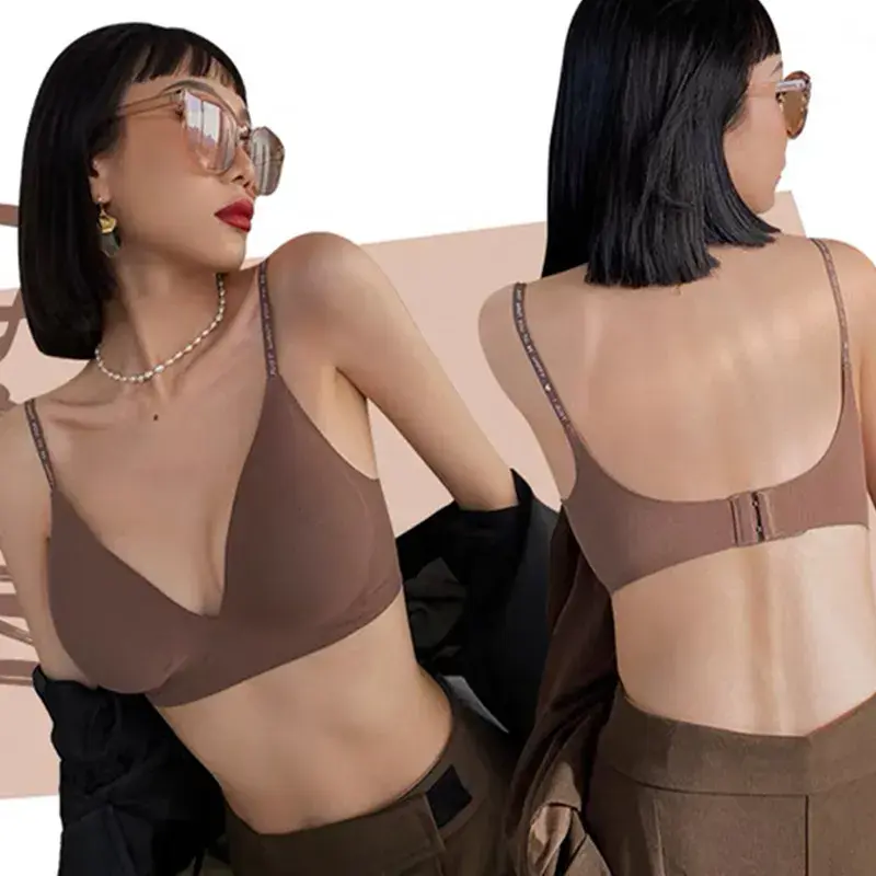 Thumbnail: Women's Seamless Push‑Up Deep‑V Wireless Bralette U‑Back