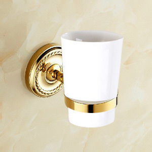 Thumbnail: Gold Bathroom Accessories Set – Brass Towel Bar, Ring, Hook & Paper Holder