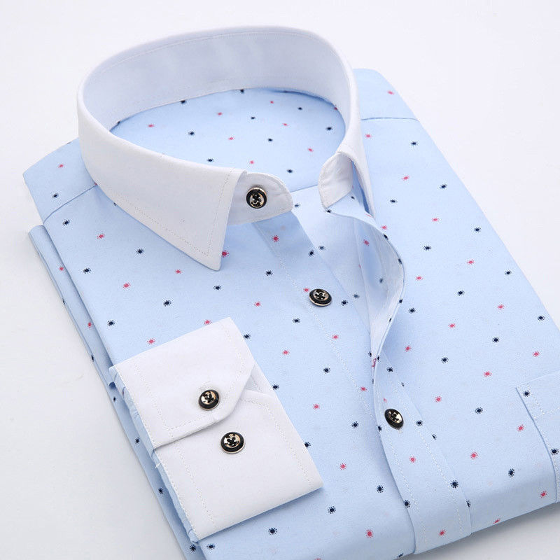 Thumbnail: Men’s Plaid Floral Printed Slim Fit Button‑Up Dress Shirt