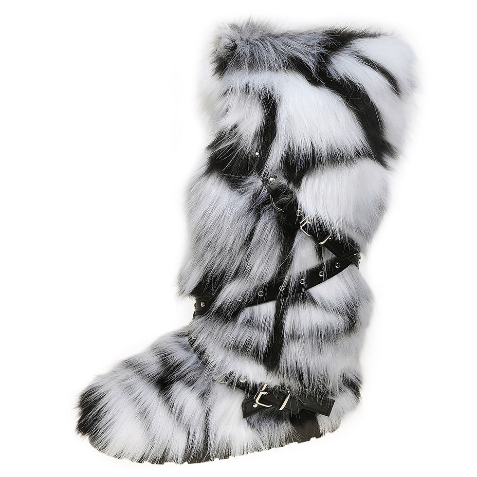 Thumbnail: Women’s Mid-Calf Faux Fur Snow Boots Winter Warm Plush Animal Print
