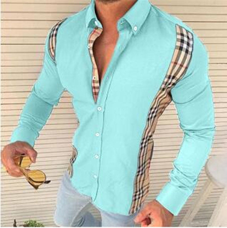 Thumbnail: Men’s Silk‑Blend Slim Fit Long Sleeve Printed Dress Shirt