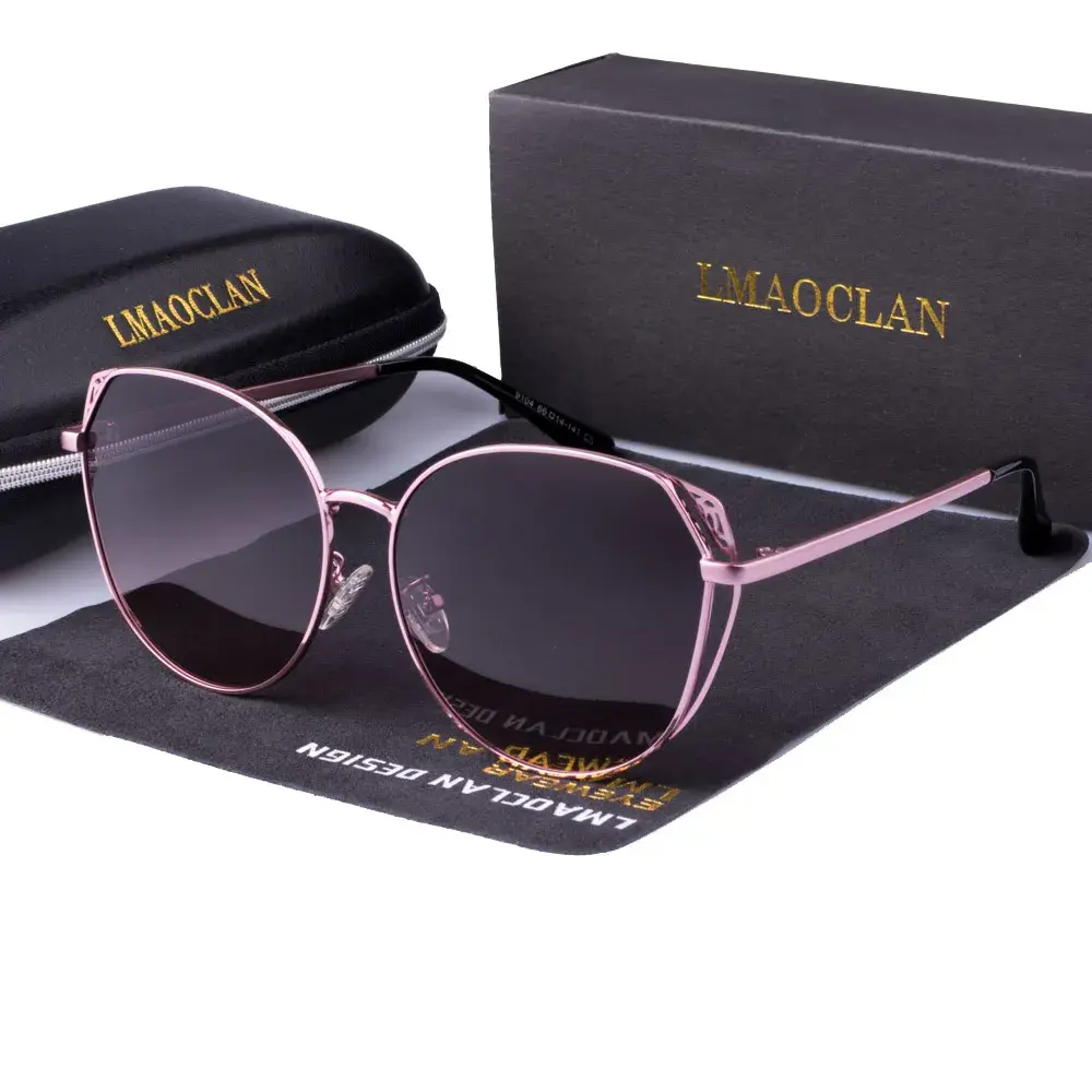 Hollow Polarized Cat Eye Sunglasses – UV400 Oversized Vintage Shades for Women