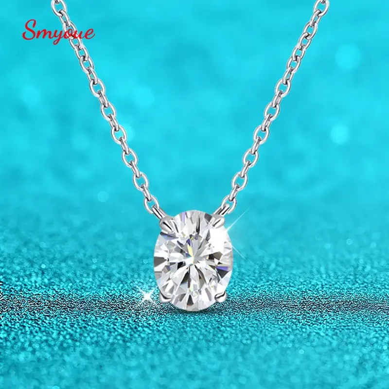 Thumbnail: Smyoue 1CT 2CT 3CT Oval Cut Moissanite Necklaces for Women