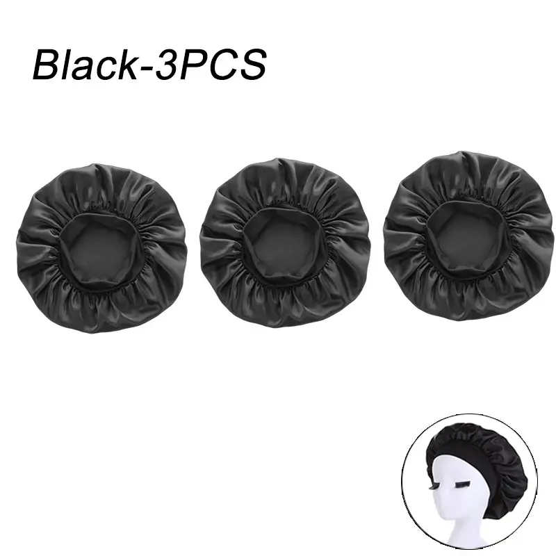 Thumbnail: Satin Wide Brim Sleeping Hat with Elastic Band for Women and Men Head Wrap