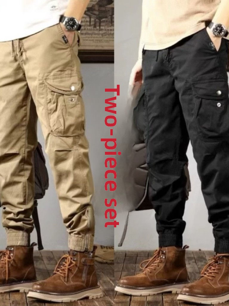 Thumbnail: Men's Lightweight Khaki Workwear Pants – Loose Fit, 100% Cotton