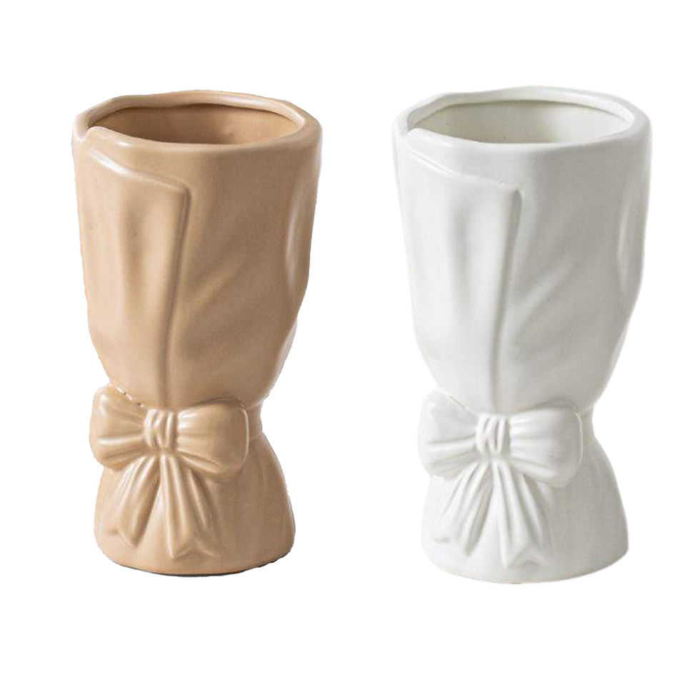 Thumbnail: Ceramic Flower Vase with Bow Donut Shape