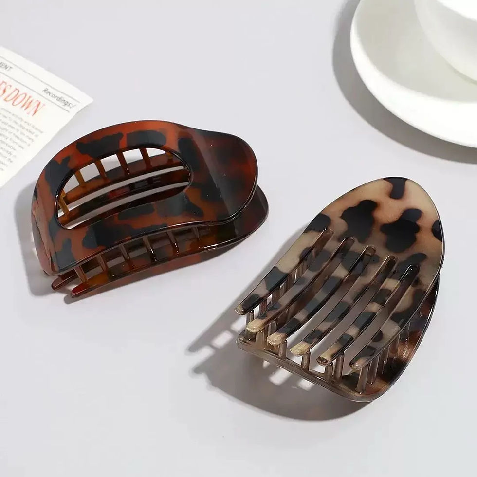 Thumbnail: Oval Flat Hair Clip – Solid Color Matte & Glossy Barrettes for Women