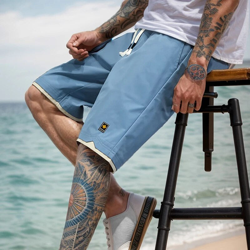 Thumbnail: Solid Drawstring Sports Shorts for Men Summer Casual Wear