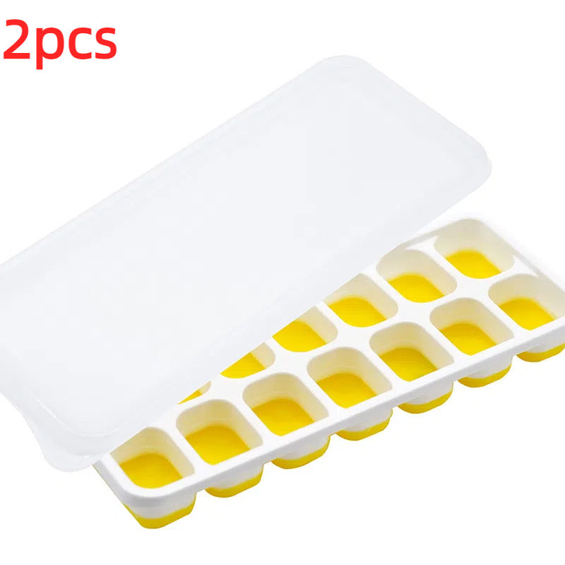 Thumbnail: Silicone Ice Cube Tray Mold with Lid 14-Square Easy Release Cubes