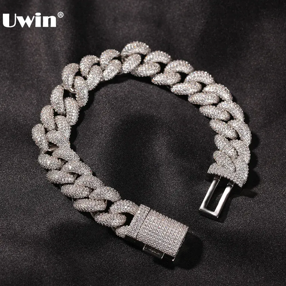 14mm Cuban Chain Bracelet Iced Out Cubic Zirconia Bracelets for Women