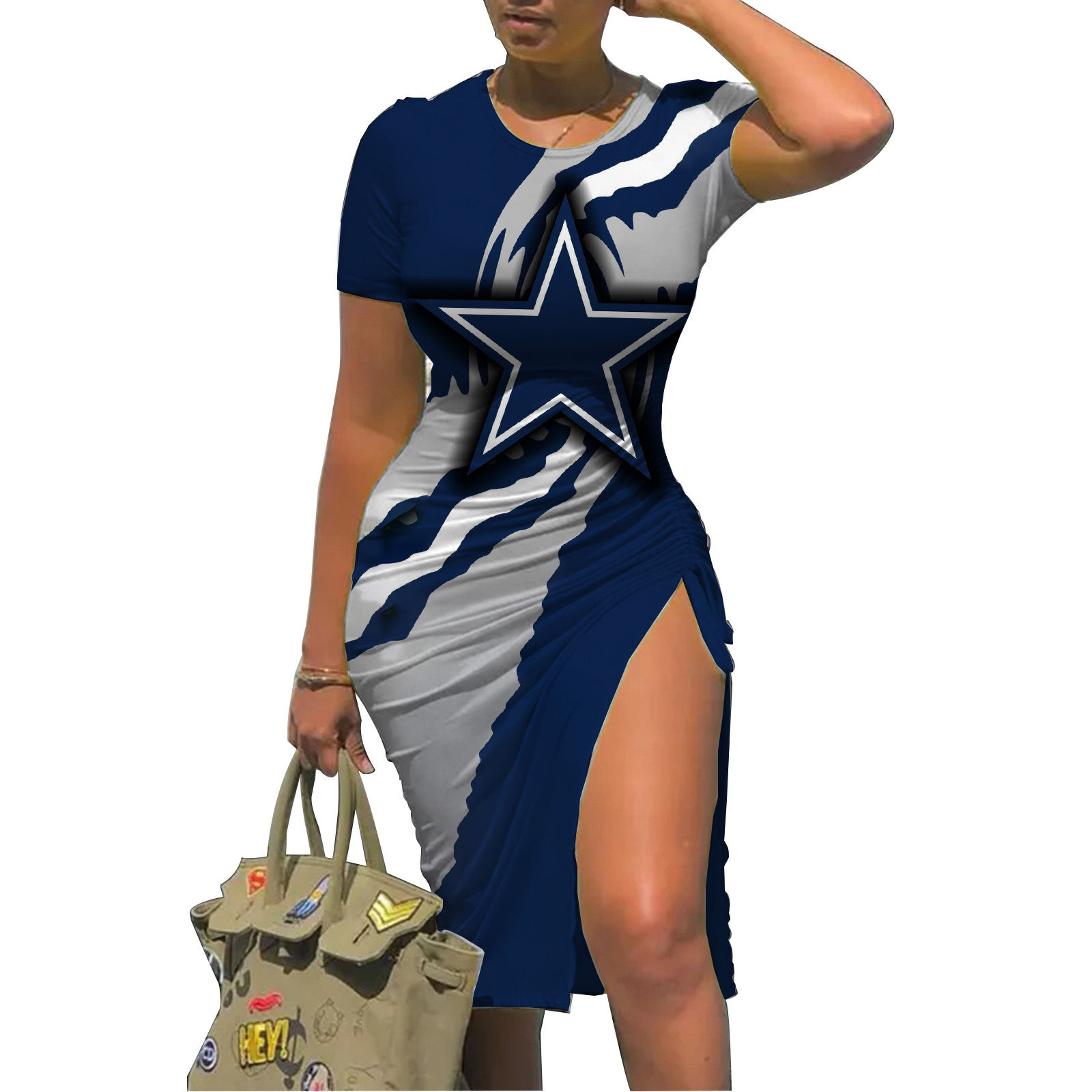 Women's Plus Size Lace-Up Slit Bodycon Dress