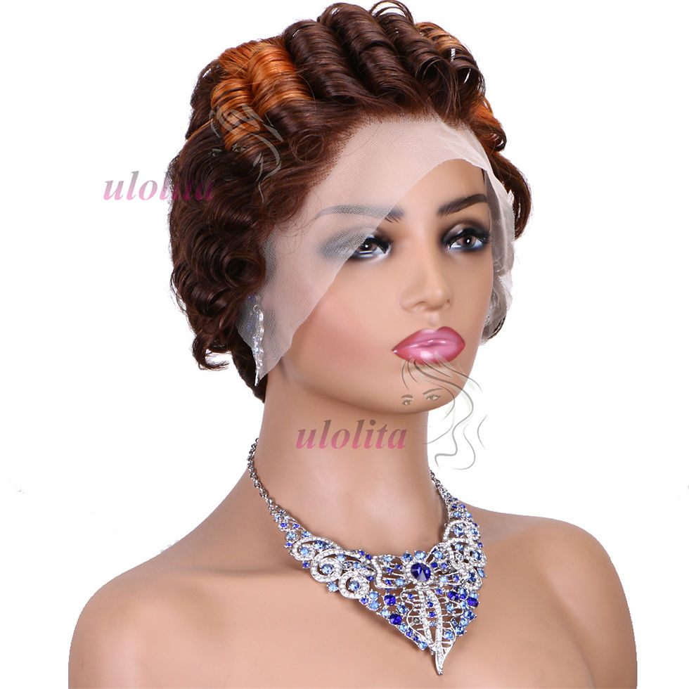Thumbnail: 6 Inch Loose Deep Wave Pixie Cut Wig 13x4 Lace Frontal Remy Human Hair