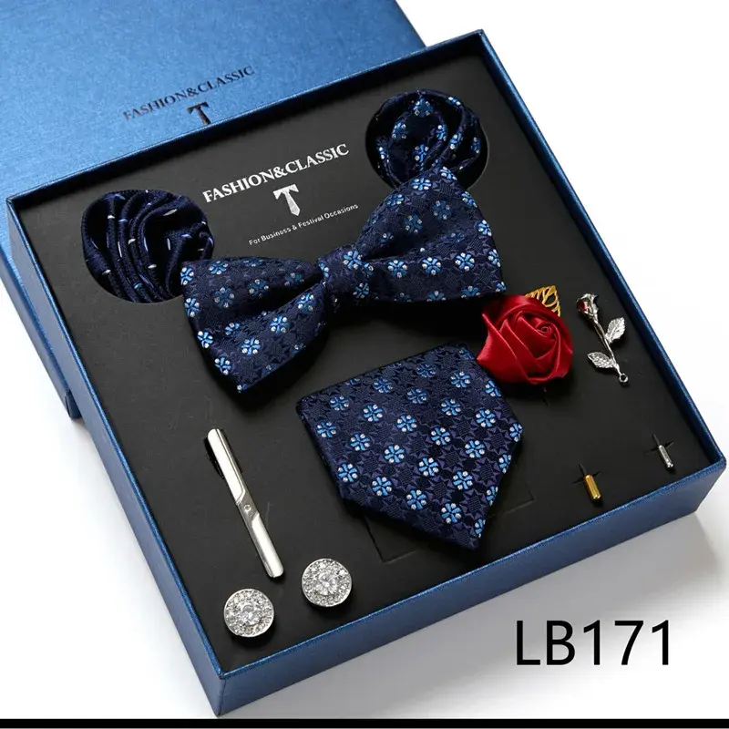 Thumbnail: Men’s Formal Suit Accessory Set – Tie, Bow Tie, Scarf & Brooch