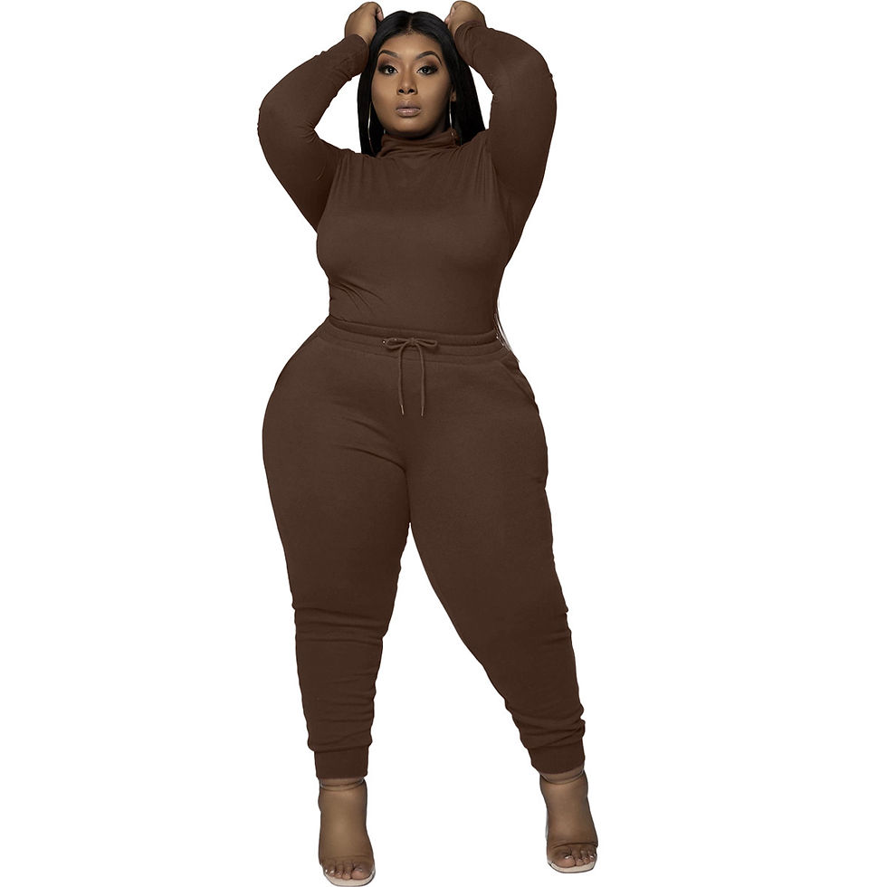 Thumbnail: Solid Stretch Knit Long Sleeve Top & Pants 2 Piece Set Plus Size Casual Outfit