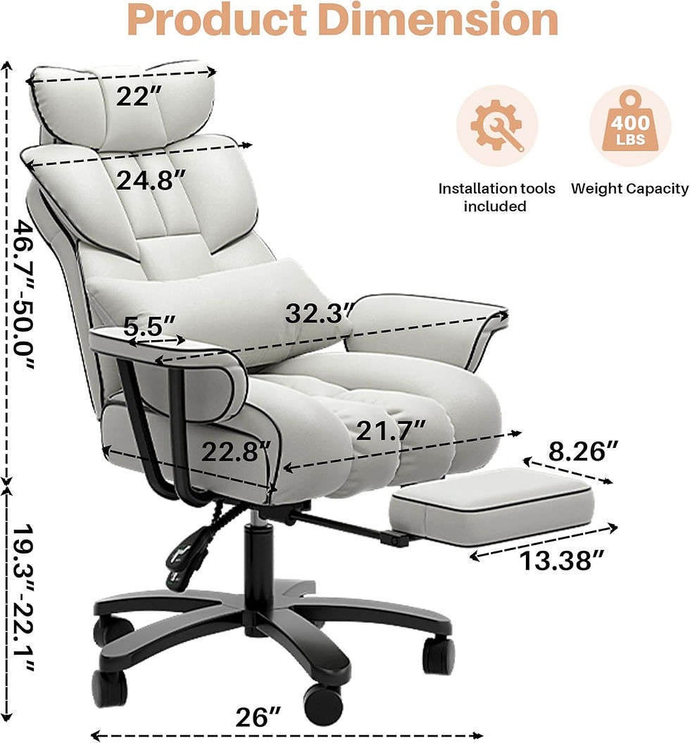 Thumbnail: Ergonomic Reclining Office Chair with Footrest – Big & Tall Executive Design