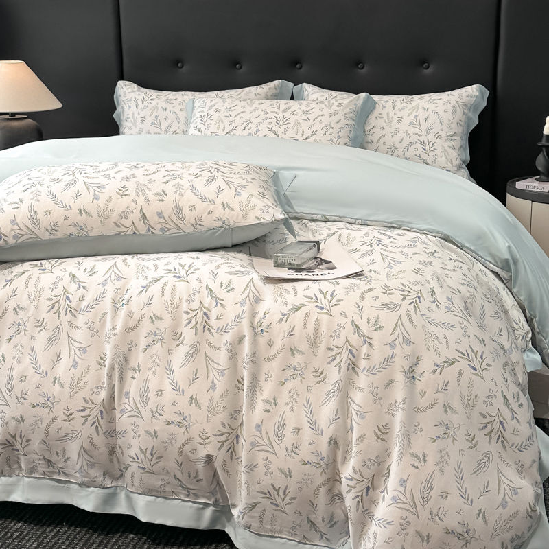 Thumbnail: 4-Piece Bamboo Fiber Bedding Set – Silky Soft, Cool Feel with Floral Prints