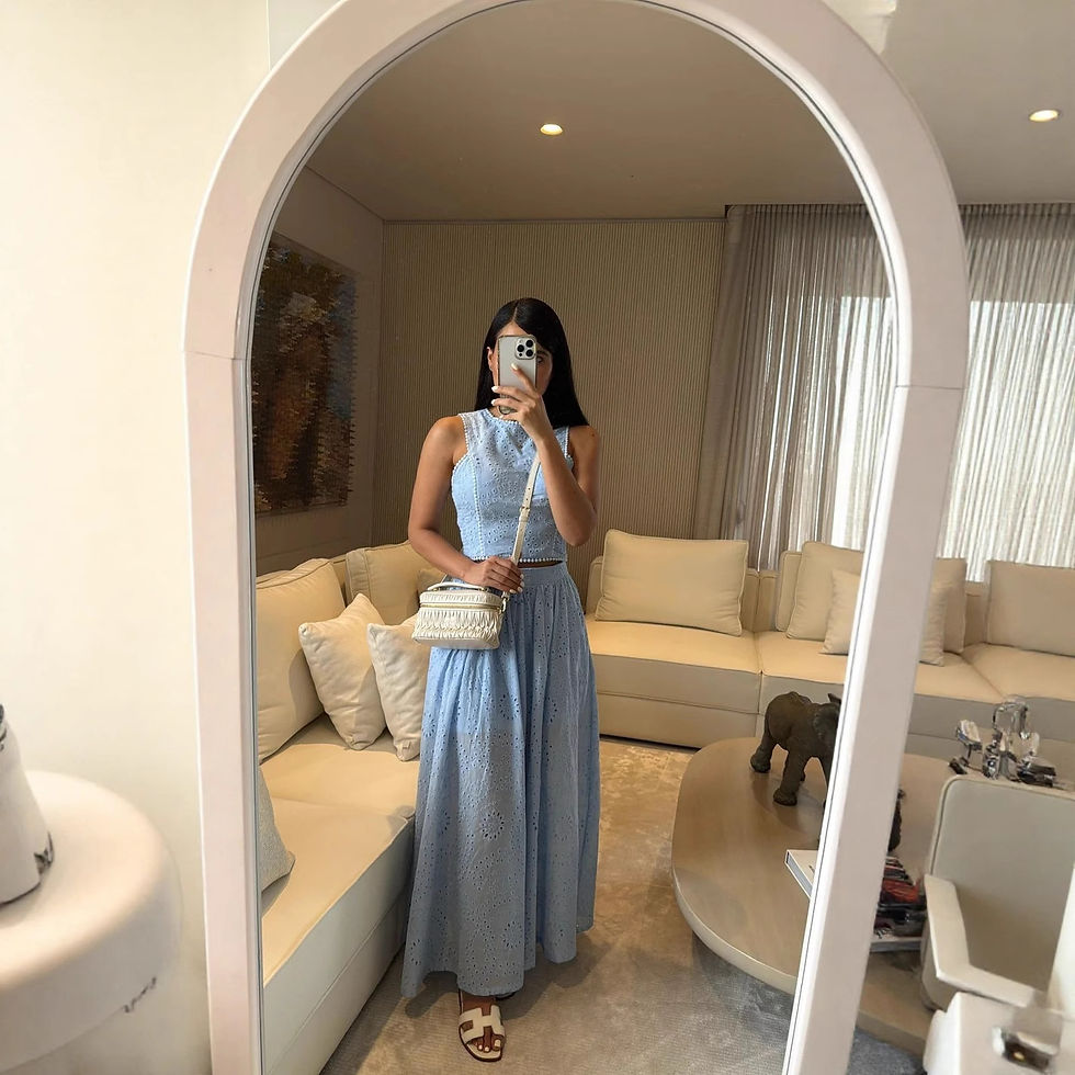 Thumbnail: Summer Two-Piece Set – Sleeveless Lace Tank Top & High-Waist Long Skirt