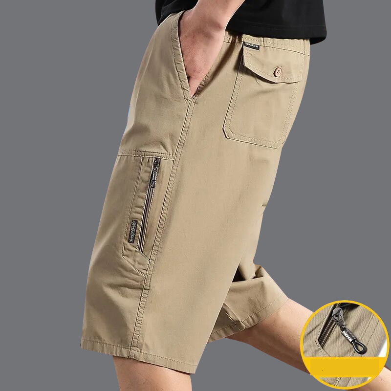 Thumbnail: Classic Cargo Shorts Men Cotton Loose Straight Knee‑Length
