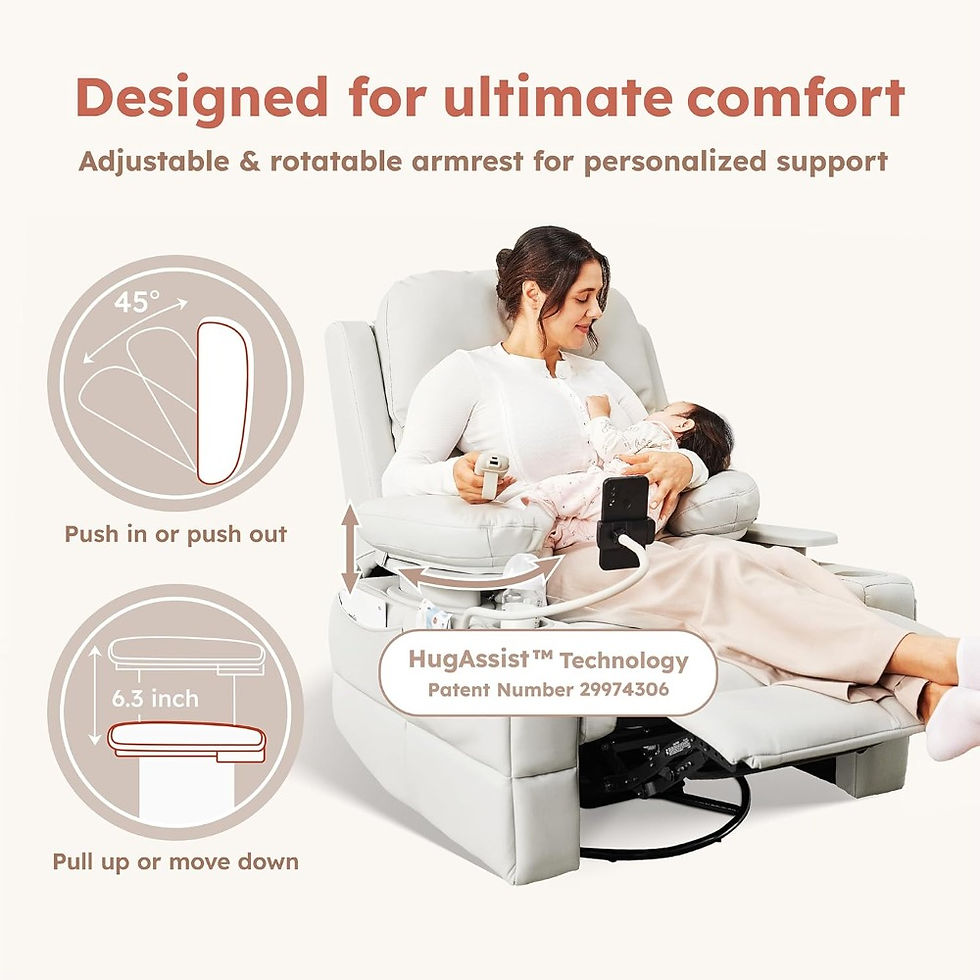 Thumbnail: Electric Nursery Glider Recliner Chair–Adjustable Armrests,USB Ports,Faux Leathe