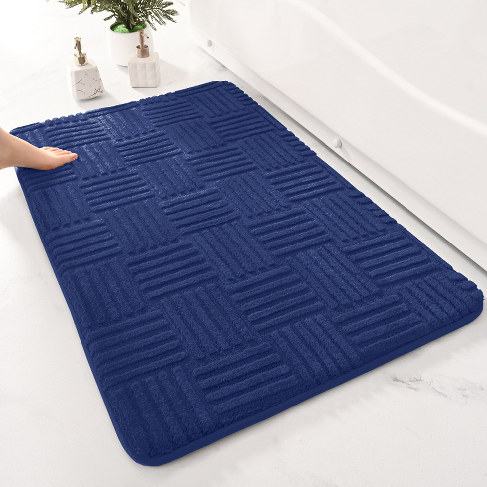 Thumbnail: Thick Striped Bathroom Mat – Soft, Absorbent, Non-Slip Rug for Bedroom & Toilet