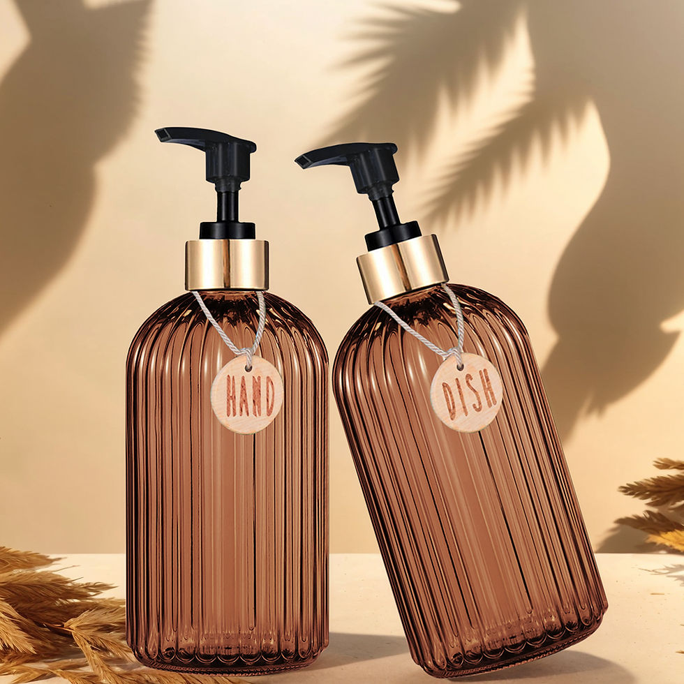 Thumbnail: Amber Soap Dispenser Bottle 500ml – Refillable Pump for Kitchen/Bathroom