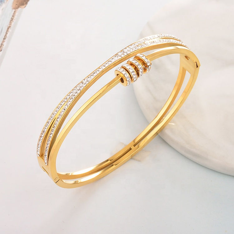 Thumbnail: Gold-Plated Italian Stainless Steel Bangles – Tarnish-Free Fashion Jewelry