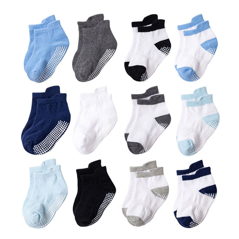 6 Pairs Kids Non-Slip Floor Socks – Cotton Indoor Grip Socks for Boys & Girls