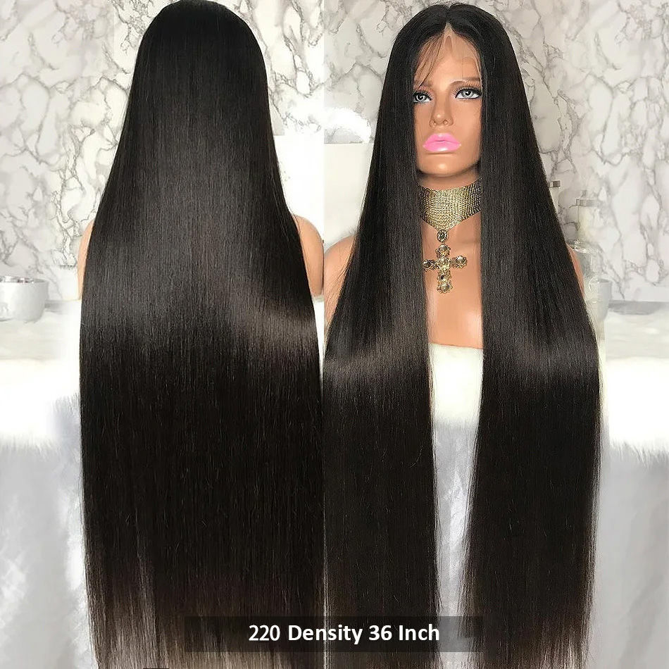 Thumbnail: 30–40 Inch Bone Straight Brazilian Human Hair Wig – Lace Frontal