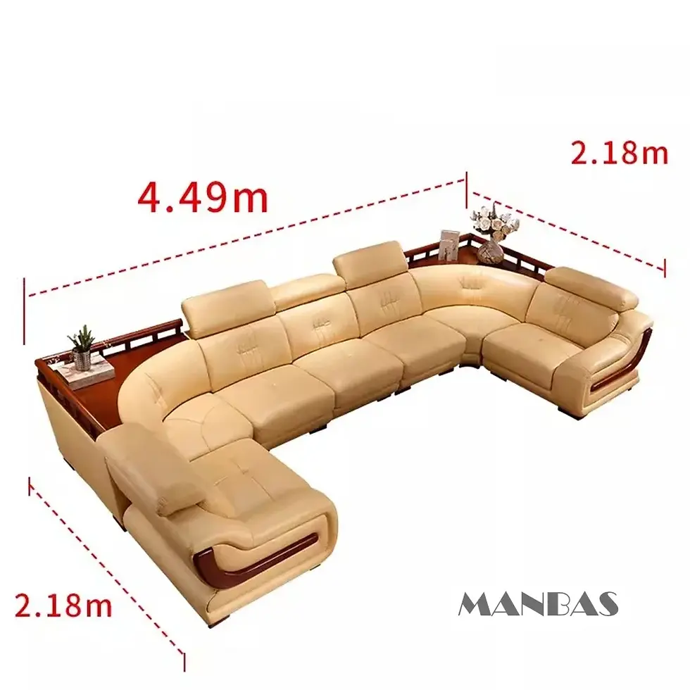 Thumbnail: Premium Italian Genuine Leather Sectional Sofa with Storage and Sofa Bed