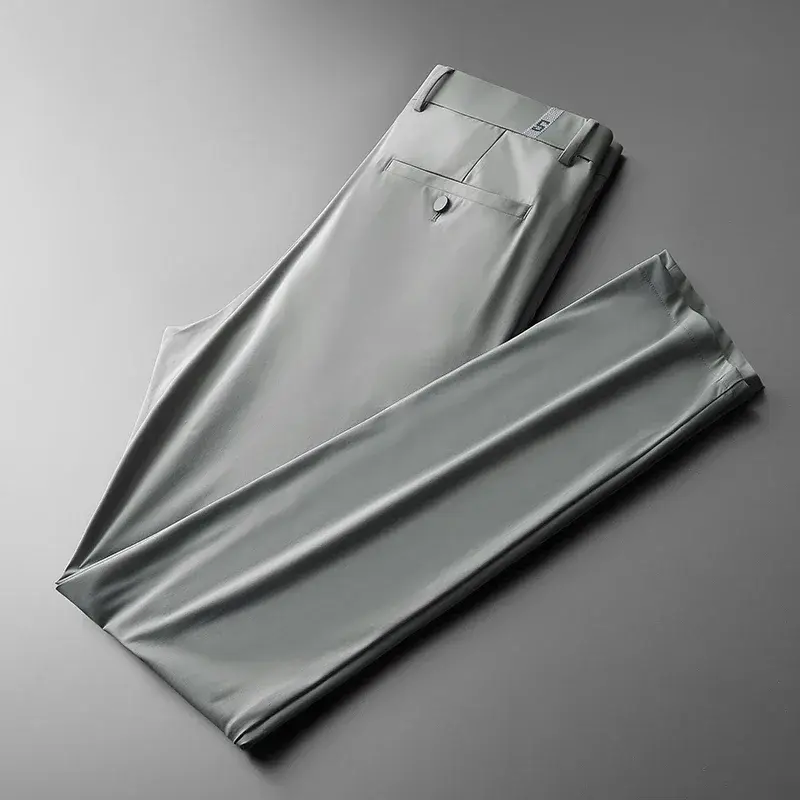 Thumbnail: Silk Straight Pants – Lightweight Breathable Casual Trousers for Spring & Summer